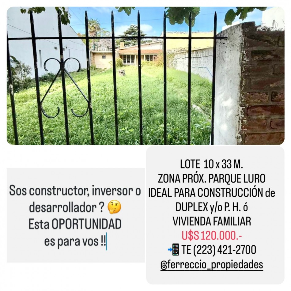 Lote Parque Luro de 10 x 33 mts